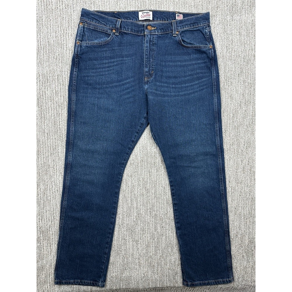 Wrangler Rooted Collection Straight Jeans Dark Wash Denim Mens 38x32 Fits 40x33